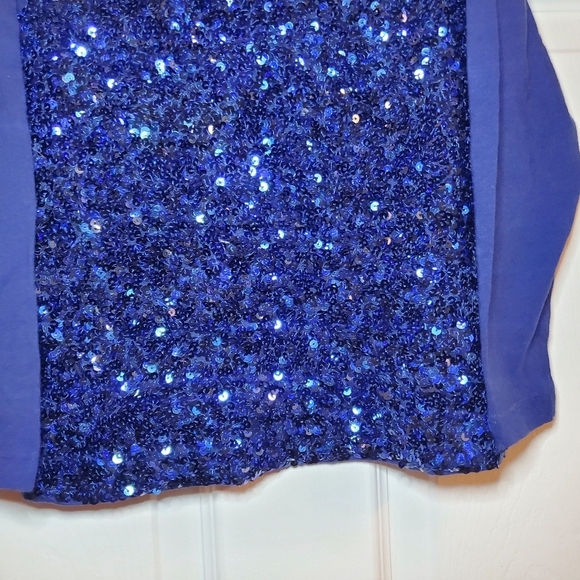Mini Boden Girls Sequin Top Blue Sz 6-7 Y - Picture 3 of 5